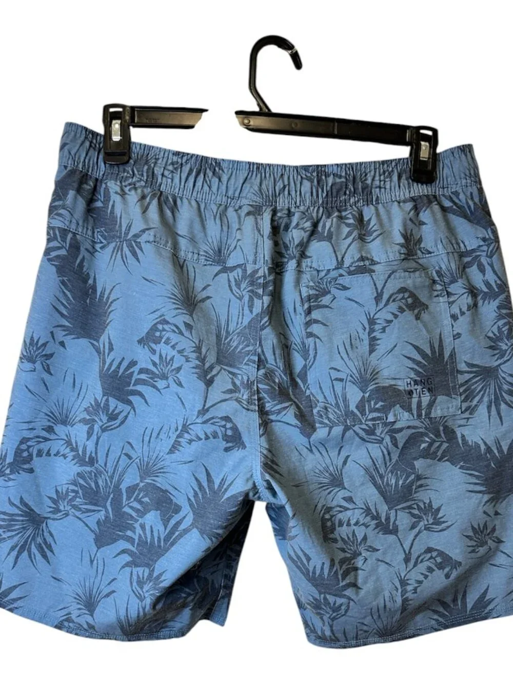 HANG TEN Mens Board Shorts Swim Trunks Tropical Palm Print Size XL Swimwear Blue